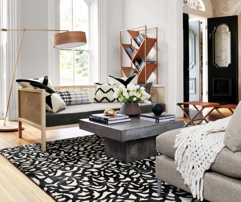 Boho Grey Twill And Natural Rattan Daybed Twin - Image 3